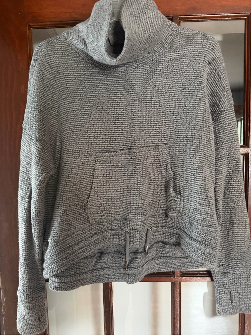 Sweaty Betty Gray Turtleneck Funnel Sweater